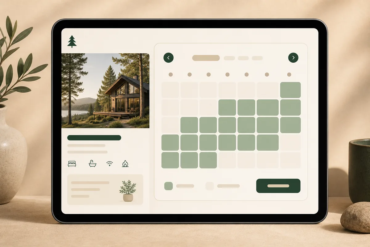 Simple booking calendar mockup for a host direct booking website
